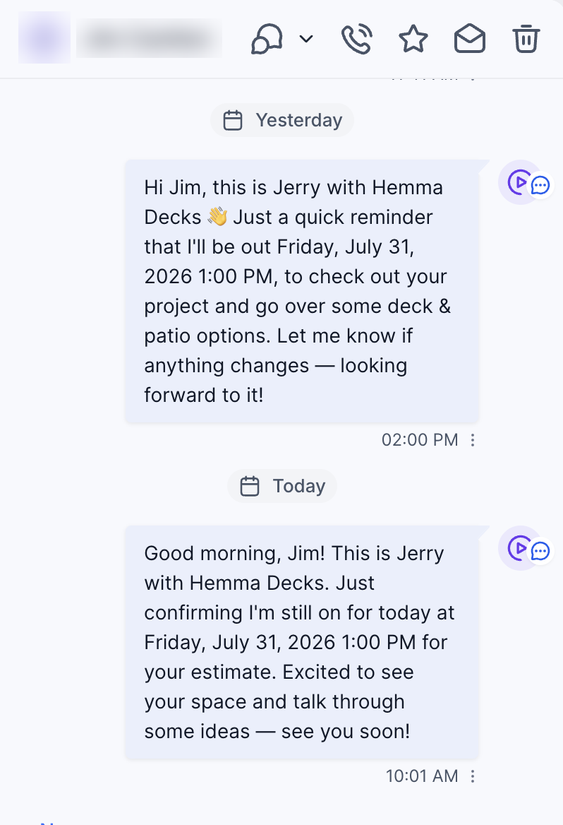 Automatic day-before and day-of appointment reminders